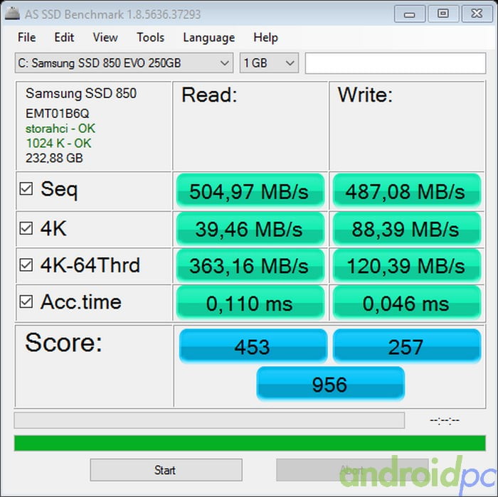 SAMSUNG EVO 850 SSD250GB AS SSD Benchmark