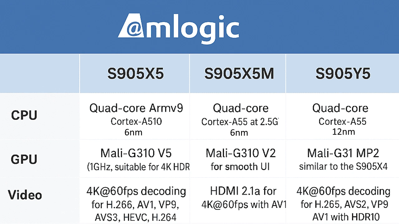 amlogic s605y5 vs s905x5m vs s905x5